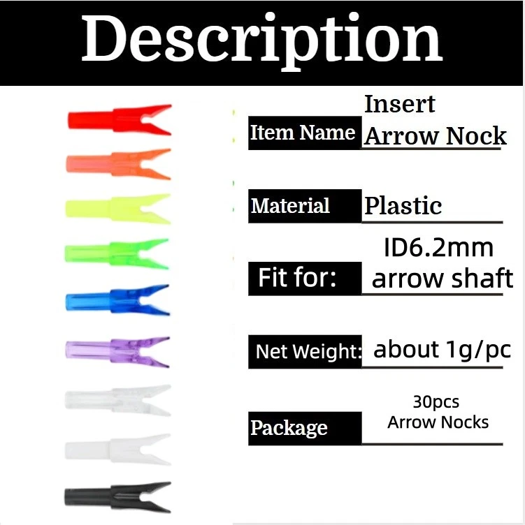 30x Archery Arrow Nock Fast Shooting Insert Arrow Tail ID6.2mm Arrow Shaft DIY - Image 2 of 4