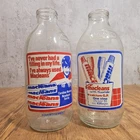Set of 2 Macleans Toothpaste Advertising Vintage 80s Unigate Glass Milk Bottles