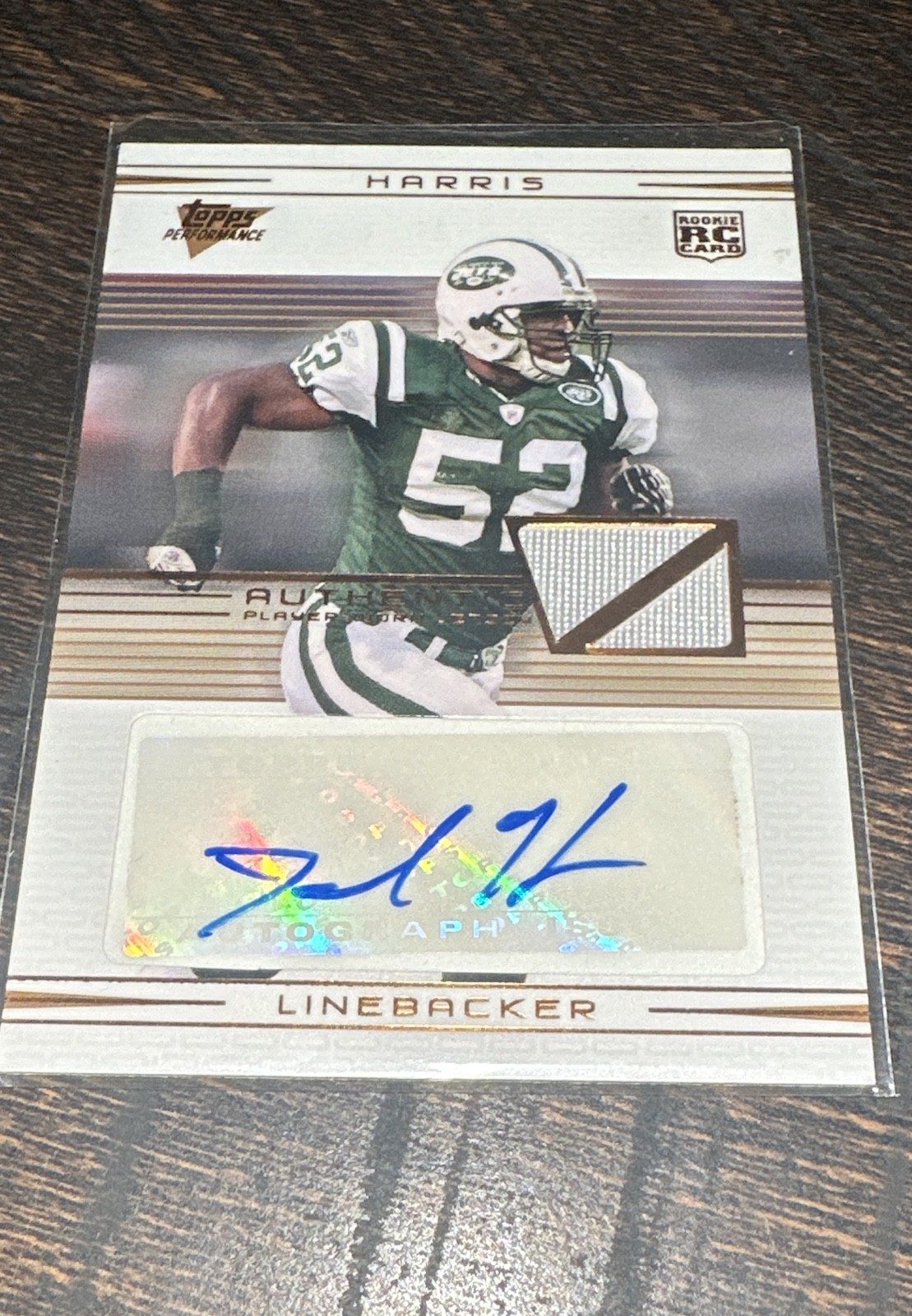2007 Topps Performance - David Harris #127 Rookie Relic Autographs Bronze /50 