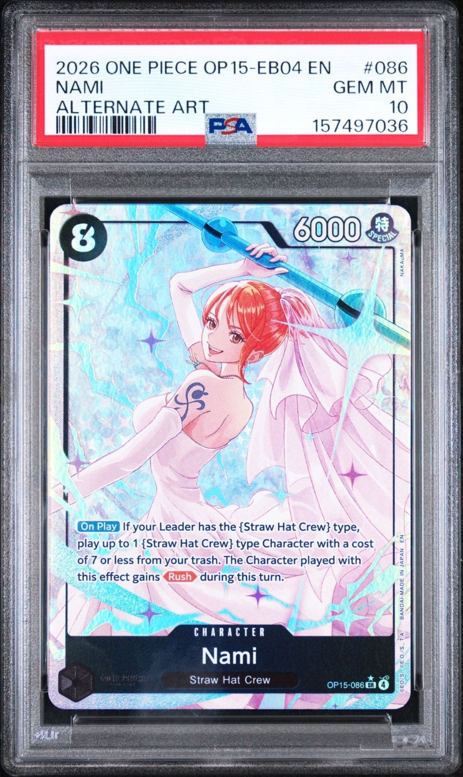 One Piece En Nami Alternate Art EB04 OP15-086 PSA 10 Gem Mint