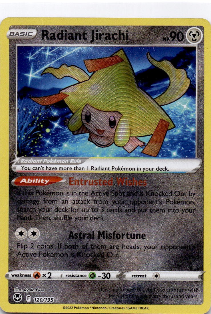 2022 Radiant Jirachi Radiant Rare SWSH12: Silver Tempest 120/195 NM