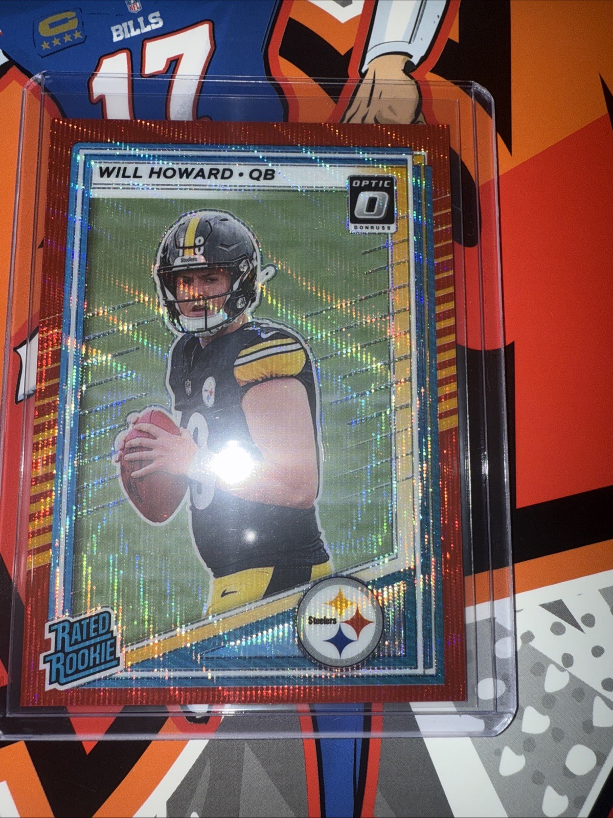 2025 Donruss - Rated Rookie Will Howard #309 Optic Preview Red Pandora Prizm RC 