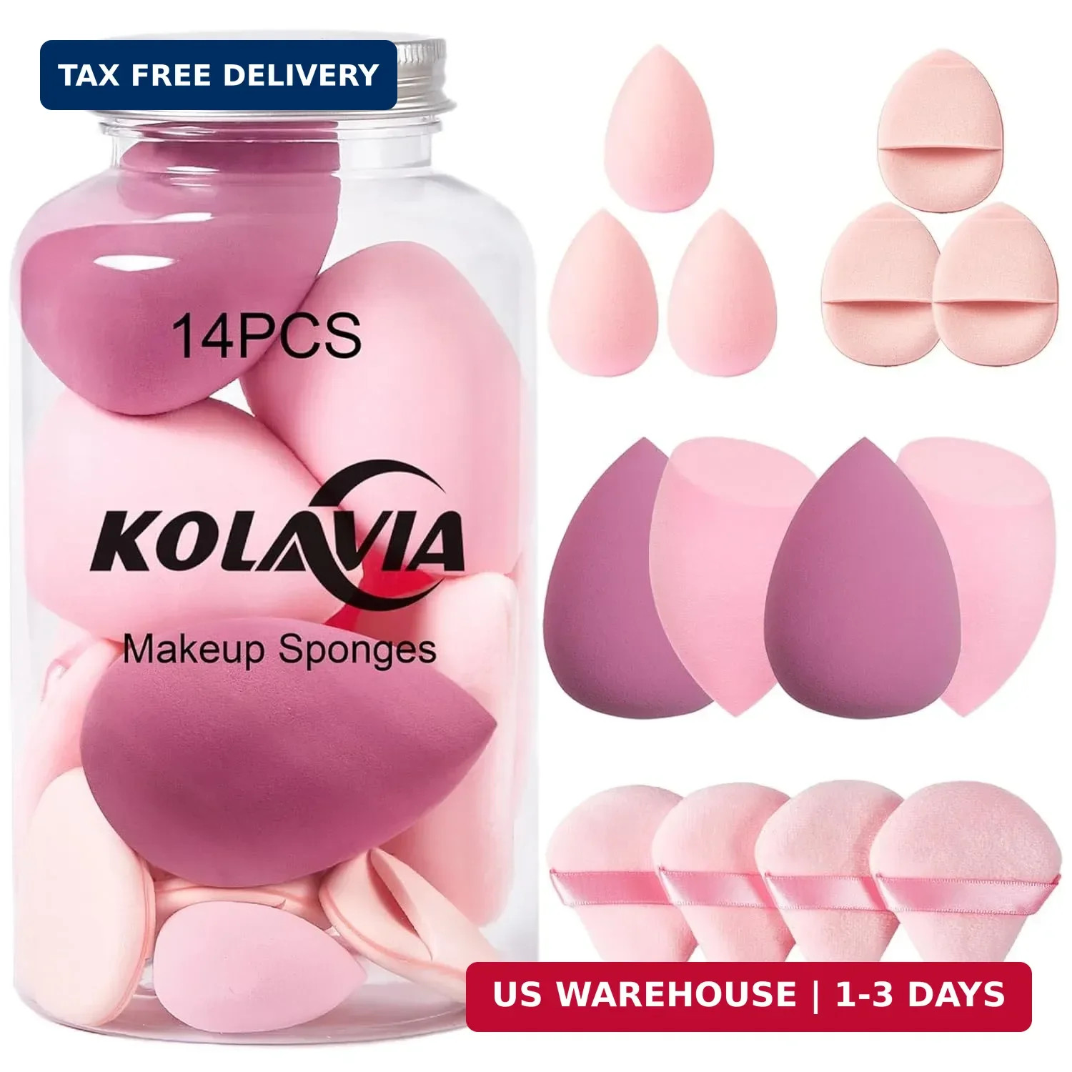 14PCS Makeup Sponge Set, Beauty Blender Sponge for Foundation Blending with 3PCS