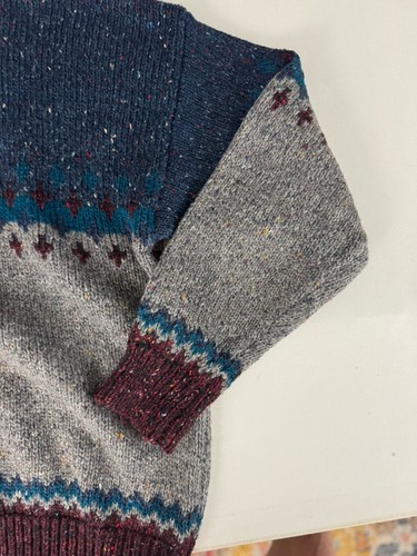 Brian MacNeil Vintage Wool Blend Navy/Gray Fleck Pullover Crewneck Sweater Sz L - Picture 6 of 7