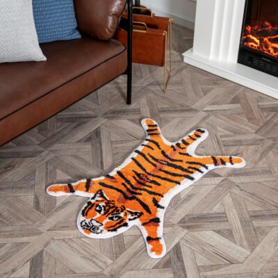 Customized Tiger Print Carpet Living Room Animal Rugs Flocking