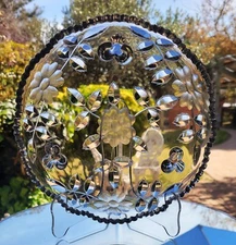 ABP Hawkes Gravic American Brilliant Cut Glass 8” footed Low Bowl Meadow Rose