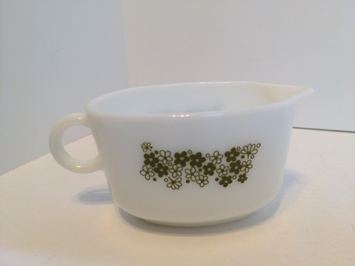 Pyrex Corelle Crazy Daisy Spring Blossom Green Gravy Boat & Liner Plate - Picture 6 of 12