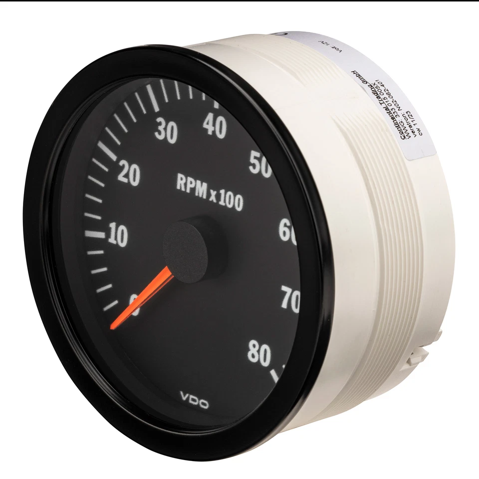 VDO Vision Range Tachometer (0-8000 RPM, 100mm Dia) For 4, 6, 8 Cylinder Engines - Image 2 of 4