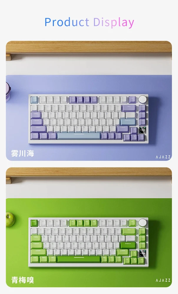 Mechanical Gaming Keyboard with TFT Screen, Knob, Wired/2.4GHz/BT Connectivity for PC