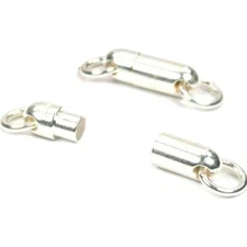 2 Magnetic Tube Clasp Sterling Silver Necklace Parts