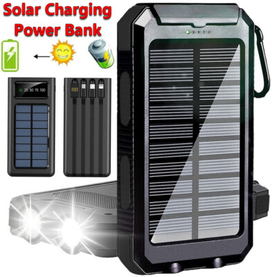 Super 4000000mAh 4 USB Portable Charger Solar Power Bank For Cell Phone W/Light