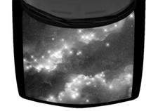 Galaxy Nebula Shining Stars Greyscale Truck Hood Wrap Vinyl Car Graphic Decal 
