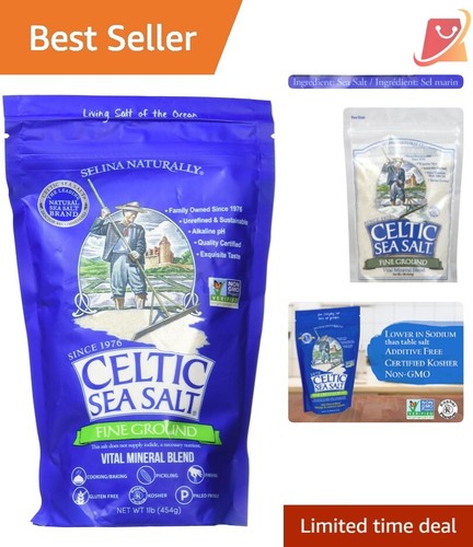 Fine Ground Sea Salt 16 oz Resealable Bag All-Purpose Cooking Baking Gluten-Free