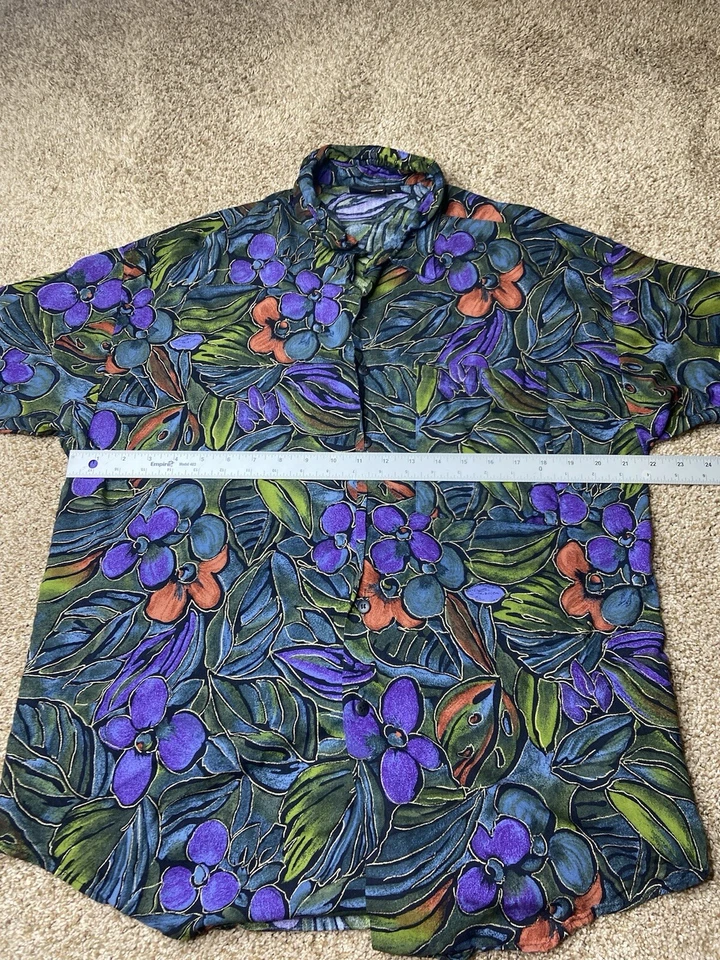 Vintage Hutspah Button Down Shirt Size Large - Purple Floral - Image 4 of 4
