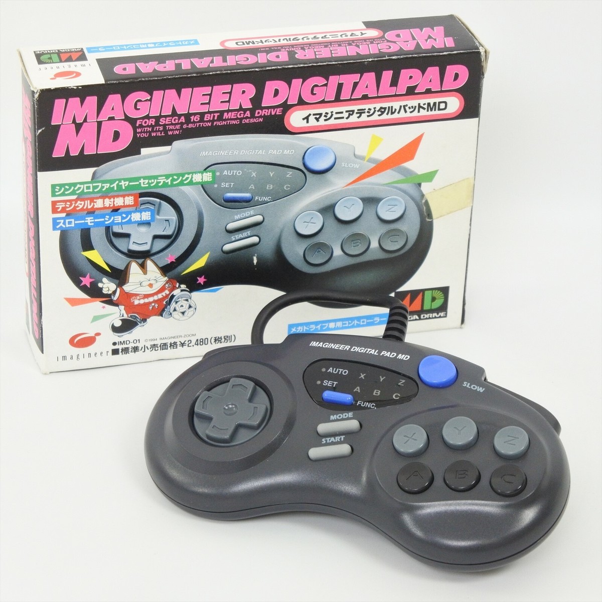 Manette Asciiware Asciipad MD-6 Pour Sega Mega Drive - Bon état, Parfait Pour Les Jeux Rétro