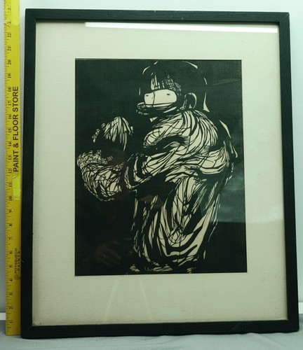 Leonard Baskin, The Football Player - Woodcut on Rice Paper Signed - 第 1/4 張圖片