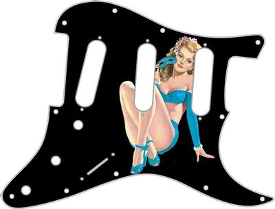 Stratocaster Strat Pickguard Custom Fender SSS 11 Hole Guitar Pin Up Mask Black