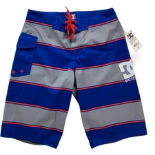 DC Shoe Co Boardshorts 28 Blue Colorblock Cargo Beach Resort Swimwear NEW $30