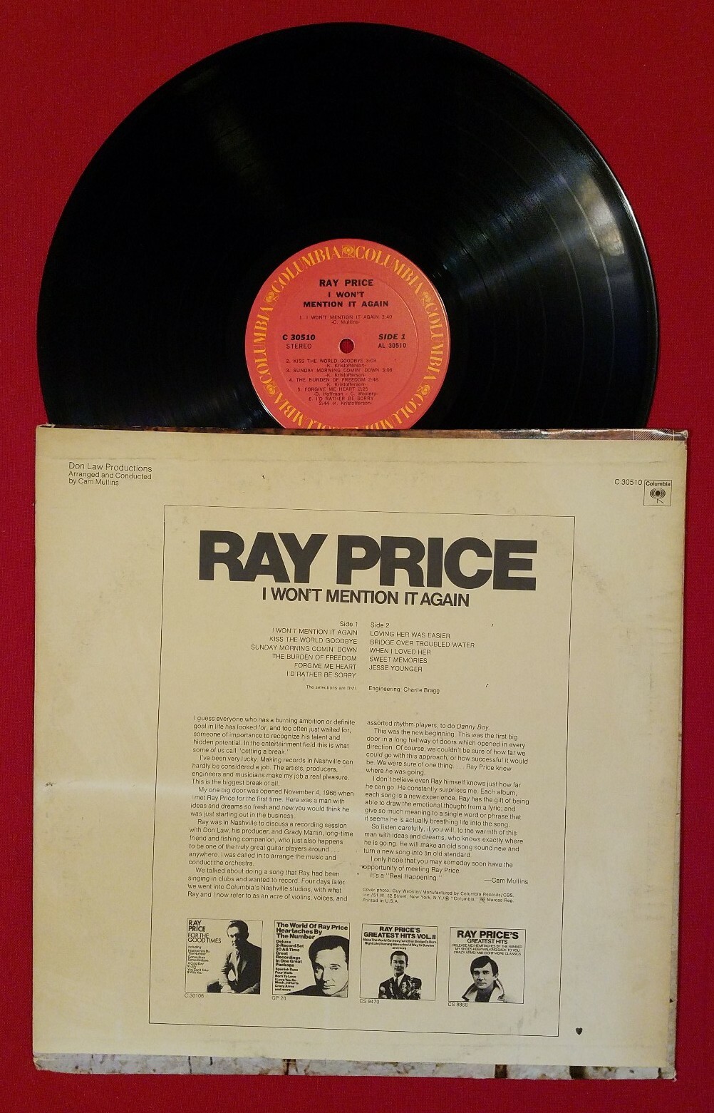 Ray Price Vinyl Records Music Record Album I Wont Mention It Again