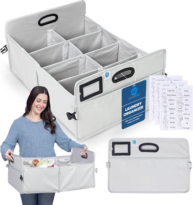 Collapsible 51L Laundry Tote with Handles & Custom Dividers - Easy Carry Design