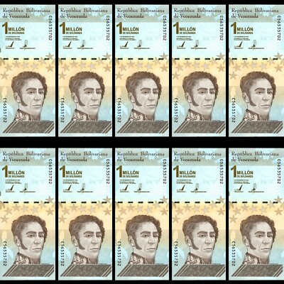 Venezuela Banknotes Venezuela 1 Million Bolivar Banknotes - 10 Piece Set Of Souvenir Currency Collection Banknotes