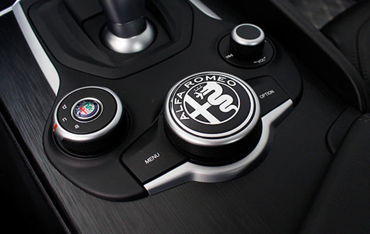 1pc 50mm Alfa Romeo Black Interior Multimedia Emblem Badge Sticker Giulia