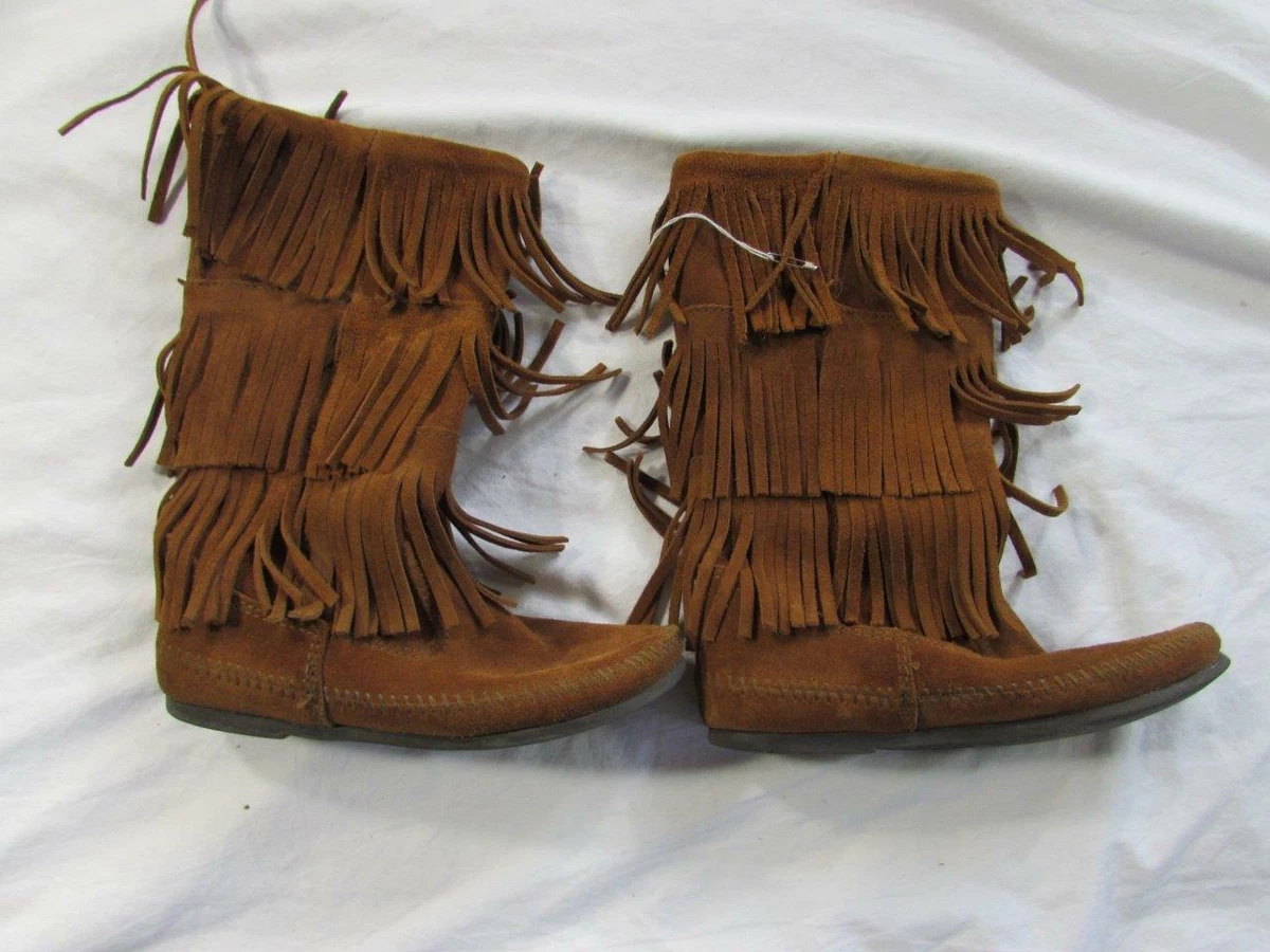 Leather fringe moccasin boots 2025
