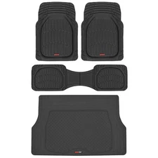 Motor Trend Automotive All Weather Car Floor Mats & Cargo Trunk Set, Full Black