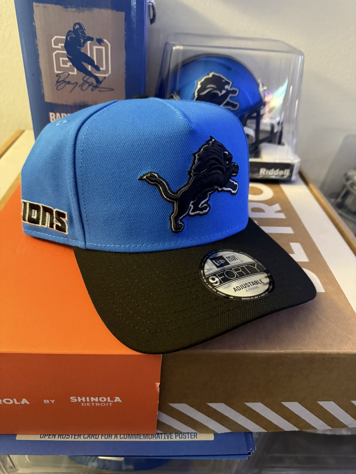 SECRET DROP/RARE - New Era Detroit Lions 9FORTY A-Frame Snapback Black/Blue 2024
