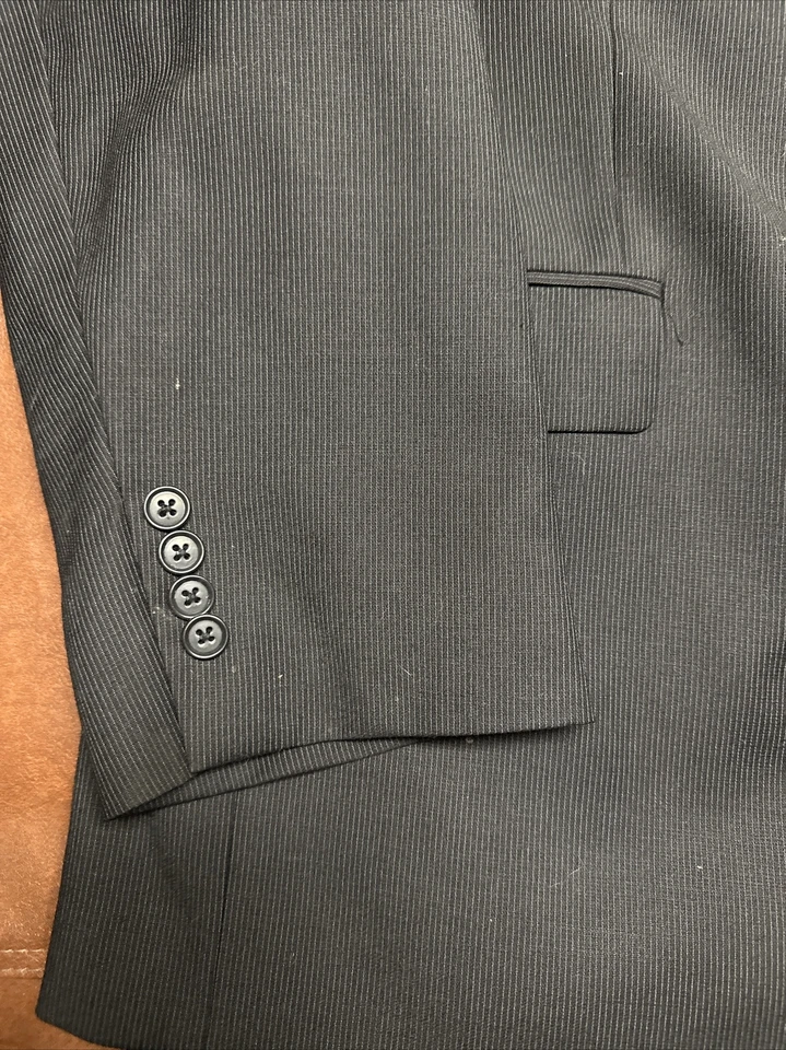 Calvin Klein Macys Mens Store Wool Laine Suit Jacket And Pant 42Wx32L Black/gray - Image 3 of 4