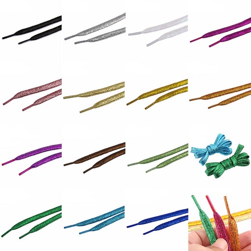 Unisex Flat Glitter Shoelaces Shiny Bootlaces Sneakers Shoe Laces Ropes Strings - Picture 6 of 54