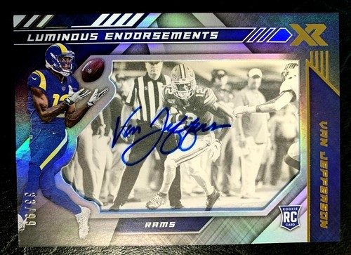 VAN JEFFERSON 2020 PANINI XR ROOKIE REF LUMINOUS ENDORSEMENTS AUTO#33/99!RAMS WR - Picture 2 of 3