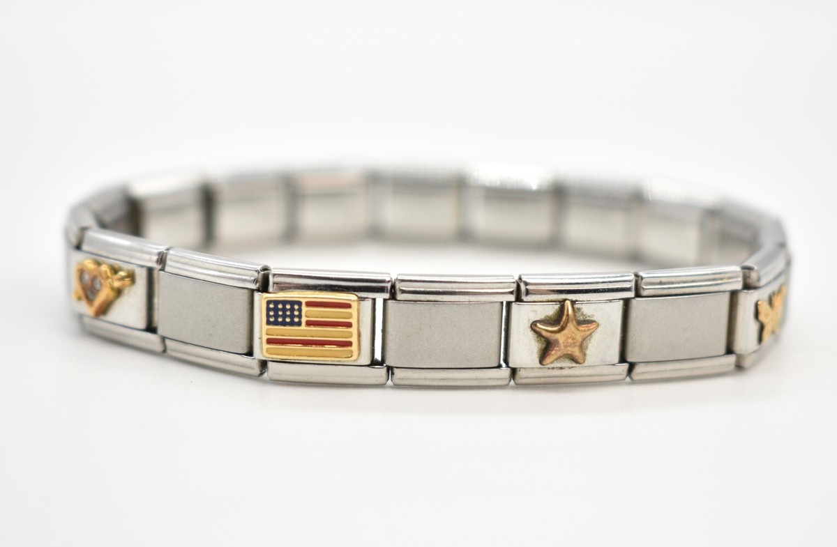 Ryry Firenze 9mm Stainless & Gold Accent Italian Modular Link