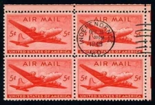 C32 ( 5c Plane ) - BLOCK of 4 w Independence MO Dec 31 Cancel - BEAUTY !!