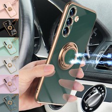For Samsung Galaxy A25 5G A54 A72 Luxury Plating Ring Non-Slip Slim Phone Case