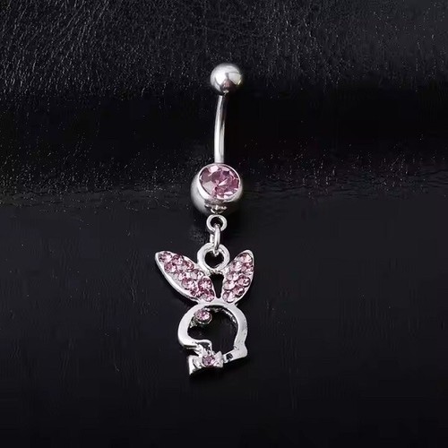 2Ct Round Cut Pink Lab-Created Diamond Bunny Belly Button 14K White Gold Plated - Picture 3 of 6