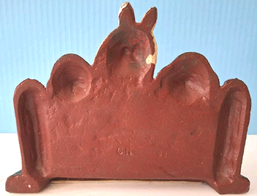 Vintage Cast Iron Doorstop Horse 2 Hunting Hound Dogs 9"x6" Very Nice Condition - Picture 2 of 7