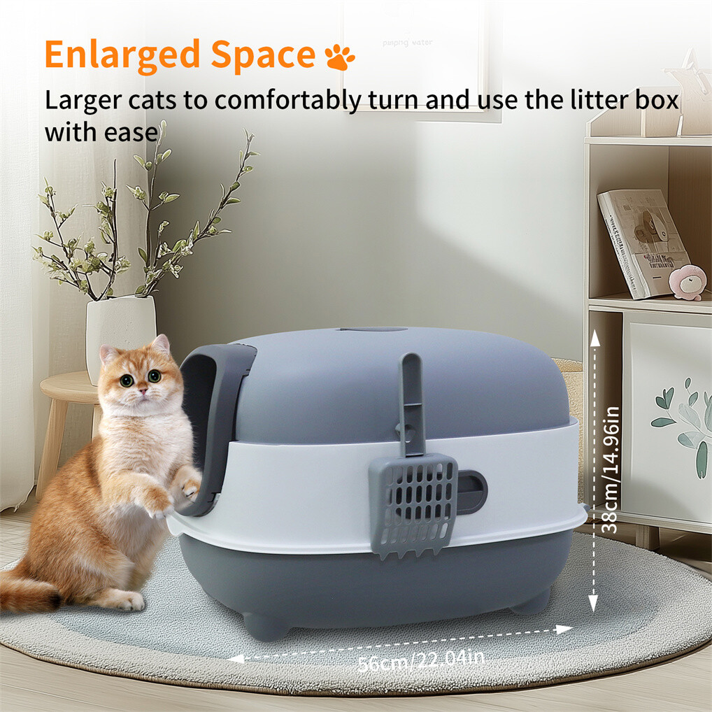 Large Enclosed Cat Litter Box Kitty Trainning Anti Splash Easy Clean Toilet Tray — image 6