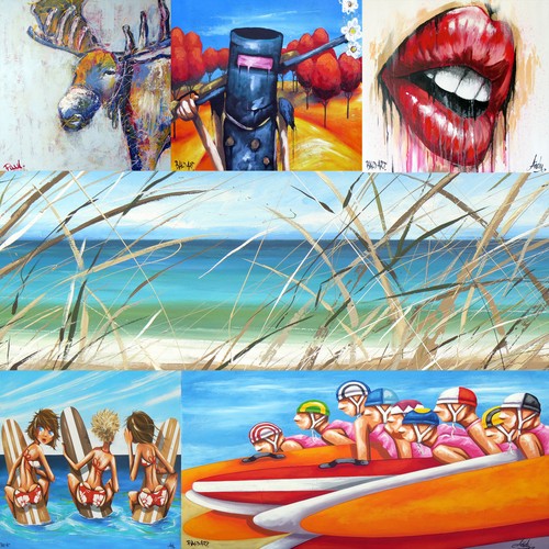 ART BEACH SURF PAINTING by andy baker bald art single fin fun wall décor - Picture 6 of 6