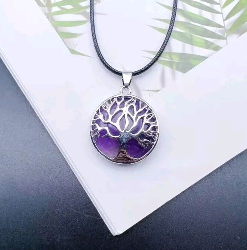 Collana Albero della Vita Pietra Naturale Quarzo Reiki Guarigione Chakra Ansia - Foto 4 di 25