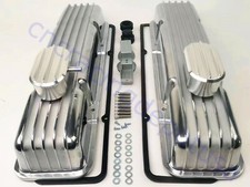 Small Block Chevy 305 307 327 350 400 Tall Polished Finned Aluminum Valve Covers Small Block Chevy 305 307 327 350 400 Tall Polished Finned Aluminum Valve Covers