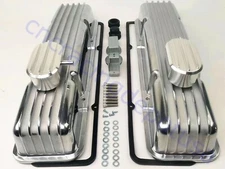 Small Block Chevy 305 307 327 350 400 TALL Polished Finned Aluminum Valve Covers