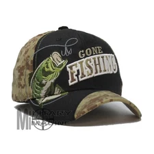 Gone Fishin' fishing hat Black / Desert Digital Hat Ball Cap Outdoor Sport