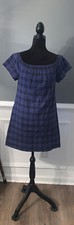 MADEWELL NWT linen blend blue/black elastic neckline short sleeve dress size 2