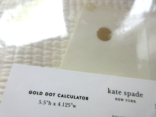 KATE SPADE GOLD DOT CALCULATOR SOLAR LUCITE KEYS FULL SCREEN 5 1/2" X 4 1/4" NWT - Picture 5 of 5