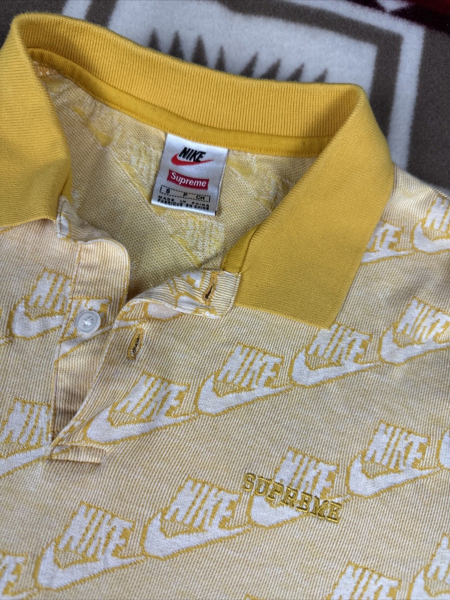 Nike Air X Supreme Polo Shirt Yellow AOP Mens Sz Small S Tennis