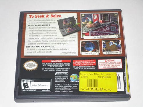 Mystery Case Files: MillionHeir (Nintendo DS, 2008) COMPLETO - Imagen 2 de 2