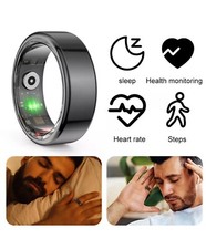 Smart Ring Health Waterproof Monitor Heart Rate Fitness Tracker /Black Size 9