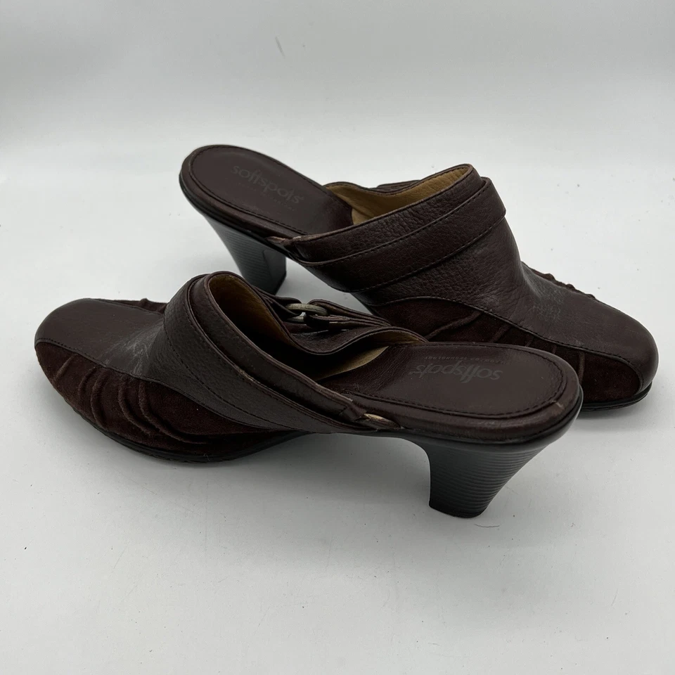 Zapatos de mujer Softspots de gamuza/cuero marrón 8,5 M de tacón grueso sin cordones Foto 2 de 4