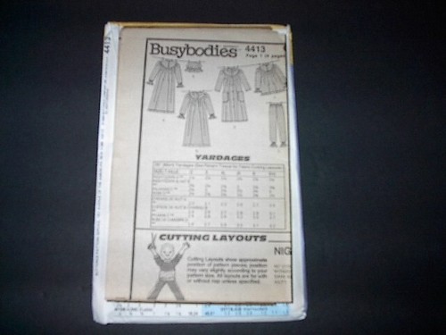 Butterick Pattern 4413 Girls' Robe, Nightgown, Hat and Pajamas 2, 3, 4 Uncut - Picture 2 of 3
